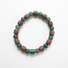 Jade Bracelet, Guatemalan Jadeite, Agarwood, & 18K Gold