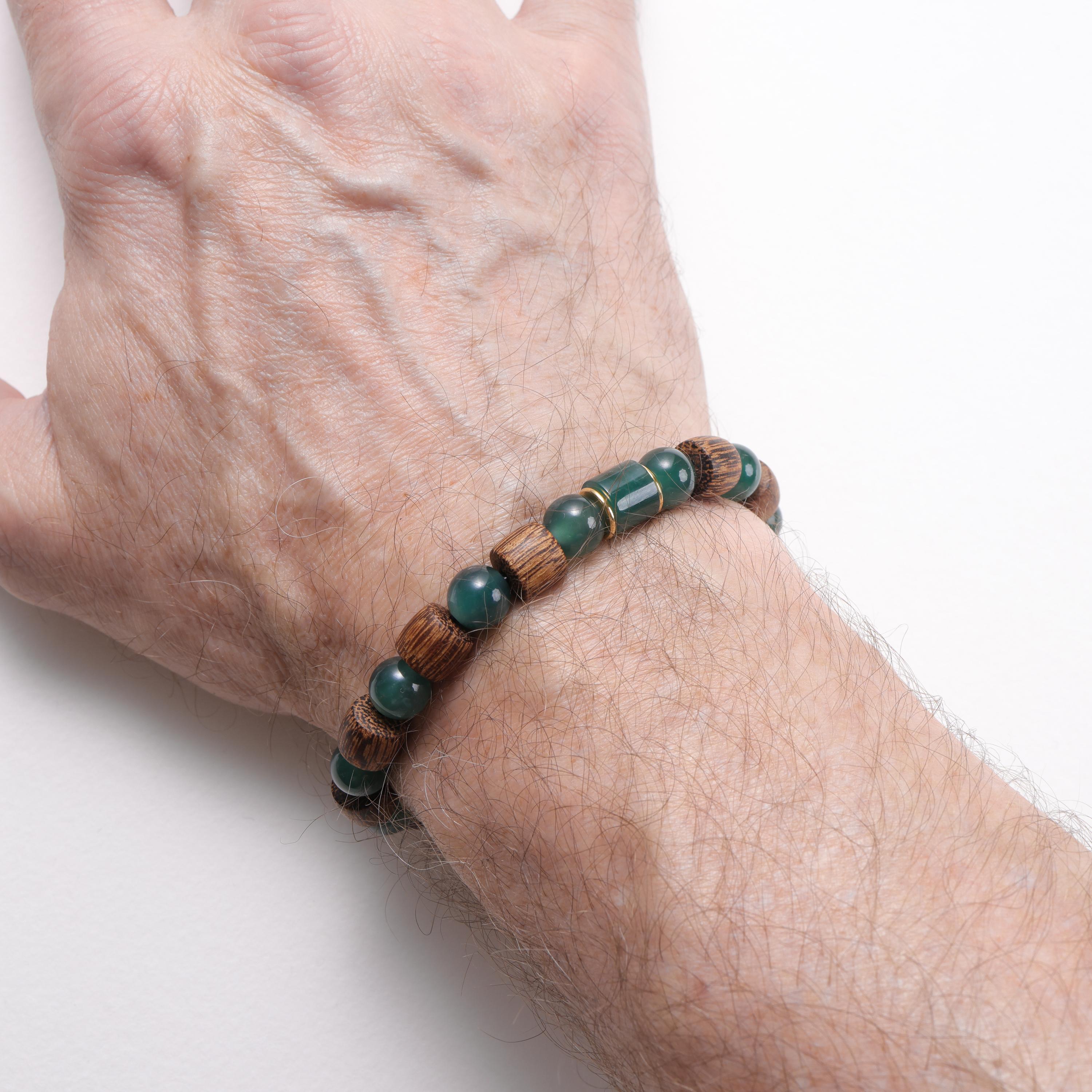 Bead Jade Bracelet, Guatemalan Jadeite, Agarwood, & 18K Gold For Sale