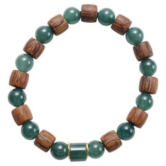 Jade Bracelet, Guatemalan Jadeite, Agarwood, & 18K Gold