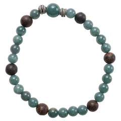 Jade Bracelet, Stretch, Guatemala Jadeite, Silver, and Agarwood