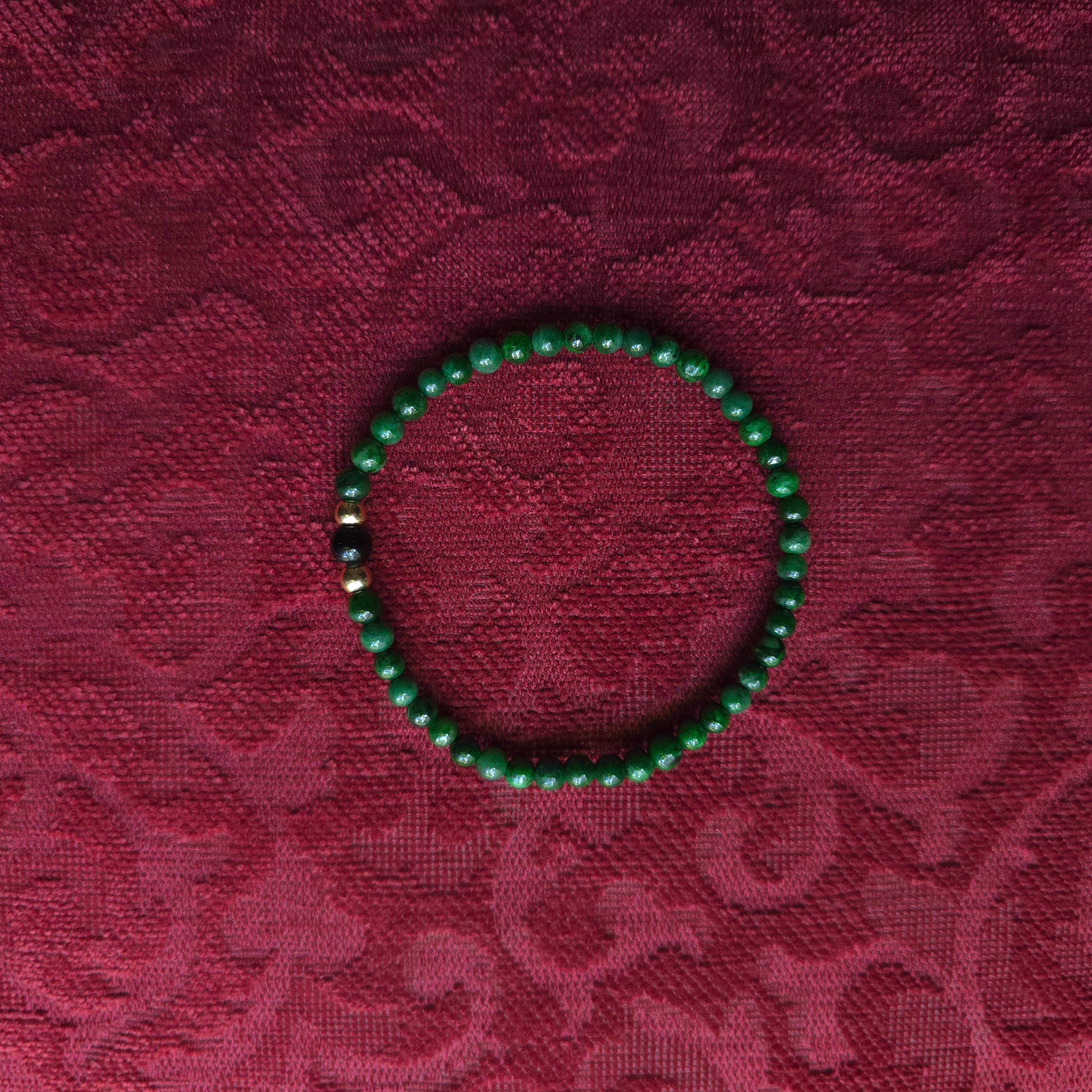 Jadeite Jade Bracelet Emerald Green, Stretch, Certified, 8 Inches For Sale 6