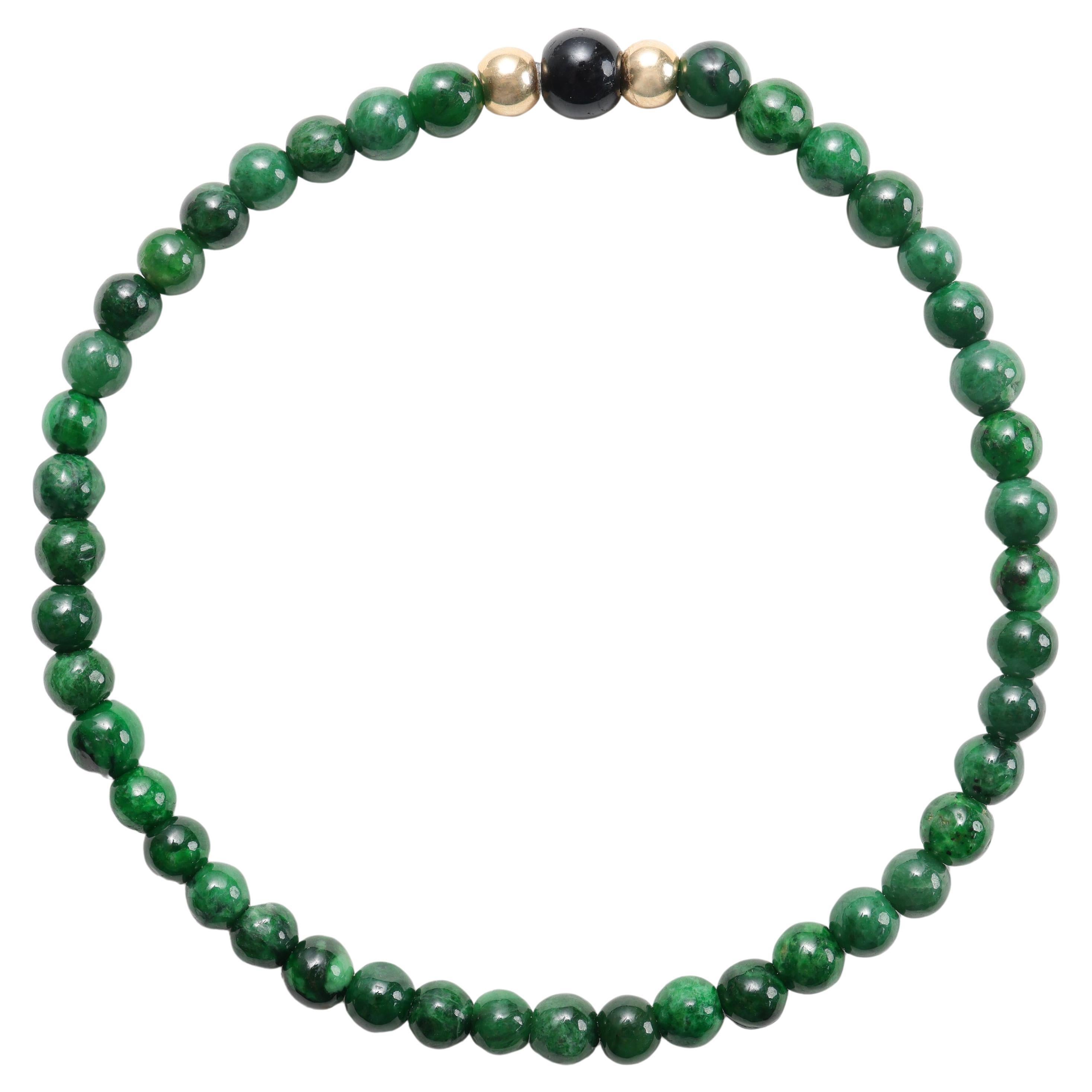 Jadeite Jade Bracelet Emerald Green, Stretch, Certified, 8 Inches For Sale