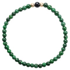 Jadeite Jade Bracelet Emerald Green, Stretch, Certified, 8 Inches