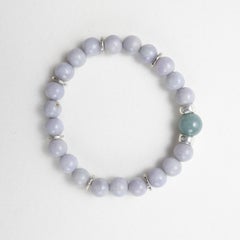 Lavender Jade Bracelet, Stretch, Guatemala Jadeite, Silver, and Agarwood