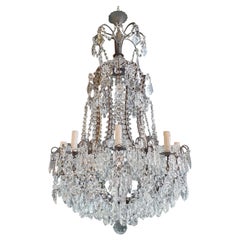 Beaded Brass Crystal Chandelier Antique Ceiling Lamp Lustre Art Nouveau Lamp