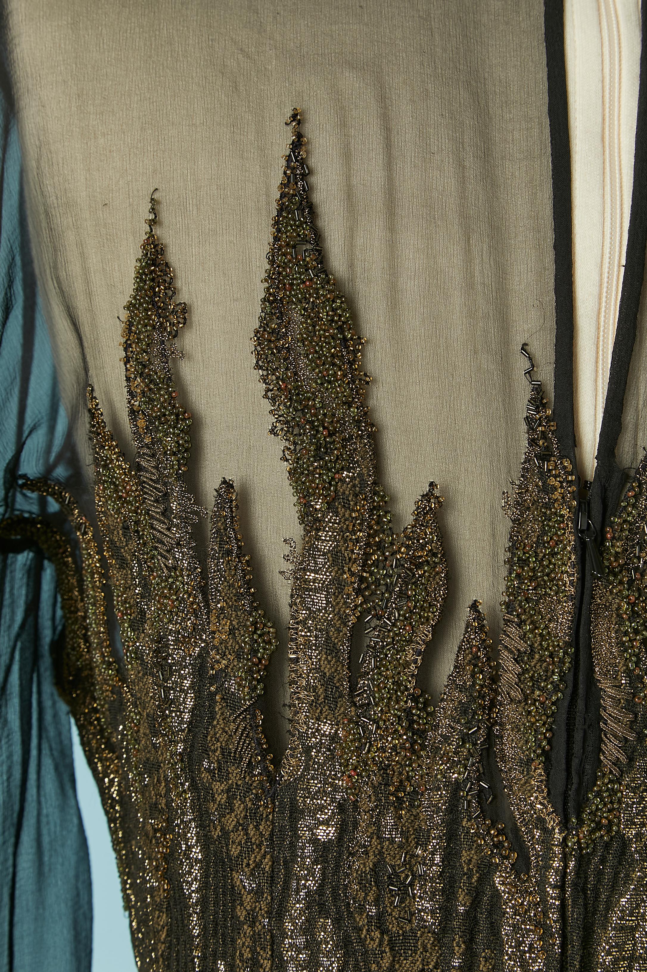 Vestido de noche brocado con cuentas y manga larga JUANITA SABBADINI en venta 5
