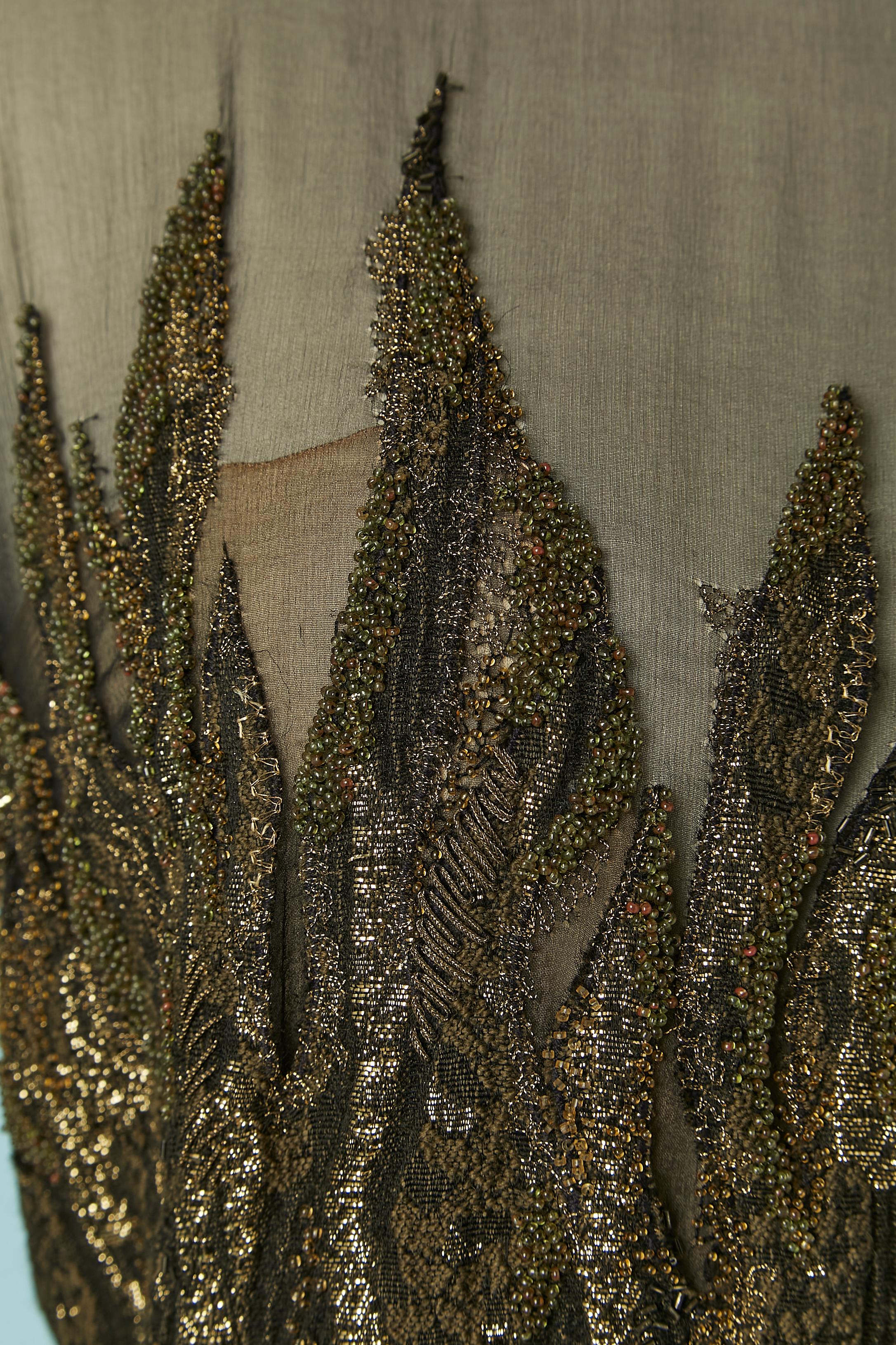 Vestido de noche brocado con cuentas y manga larga JUANITA SABBADINI en Excelente estado para la venta en Saint-Ouen-Sur-Seine, FR