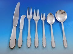 Beaded by Georg Jensen Sterling Silver Flatware Set for 12 Service 95 Pcs Dinner