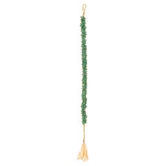 Beaded chain Emerald bracelet hand made in 18K gold with a pearl tassel