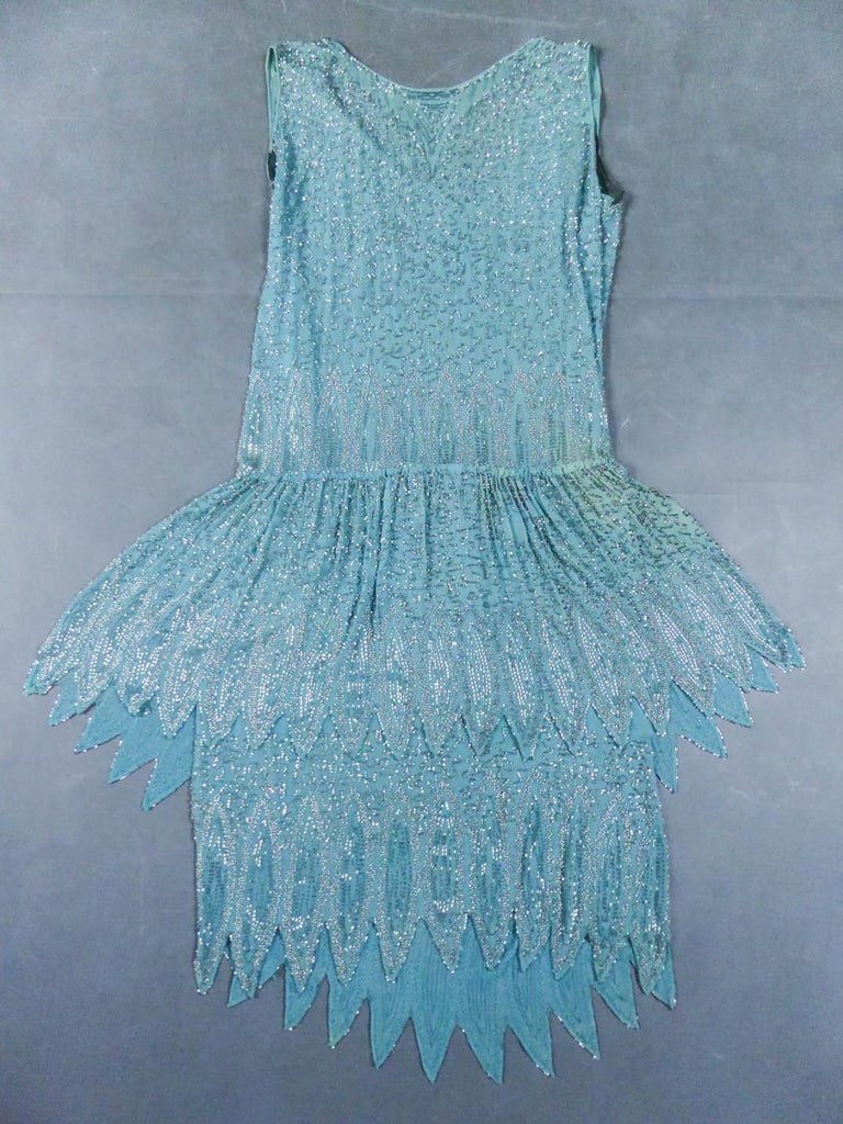 light blue flapper dress 1920s Beaded Mable Flapper Dress
