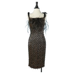 Retro Beaded cocktail dress with black feather Lecoanet Hemant ( no brand tag)