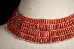Collar gargantilla de cuentas de coral y plata de ley