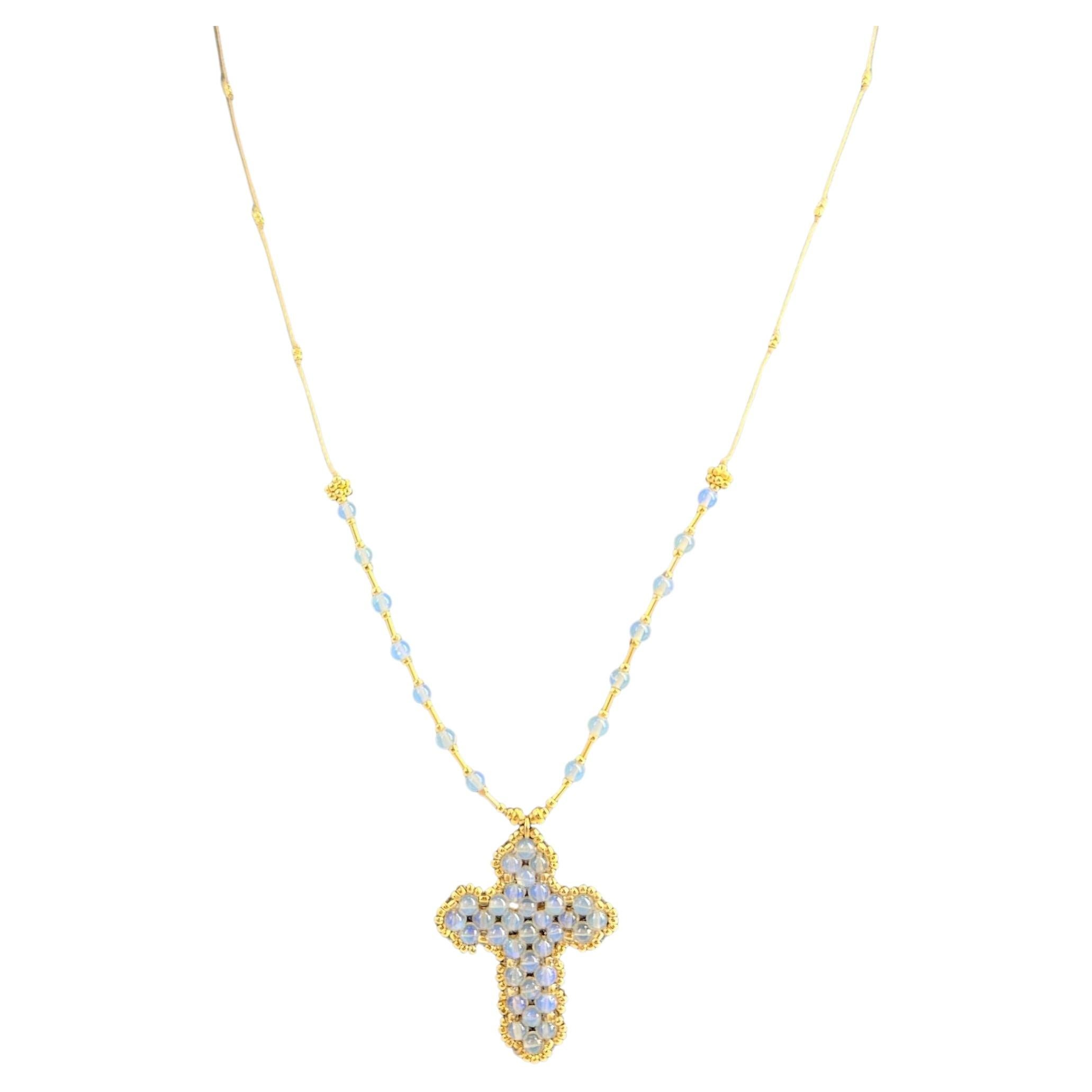 Beaded Cross-1 Necklace For Sale