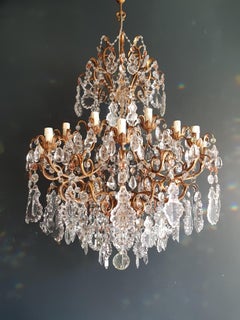Beaded Crystal Chandelier Antique Ceiling Lamp Florentiner Lustre Art Nouveau