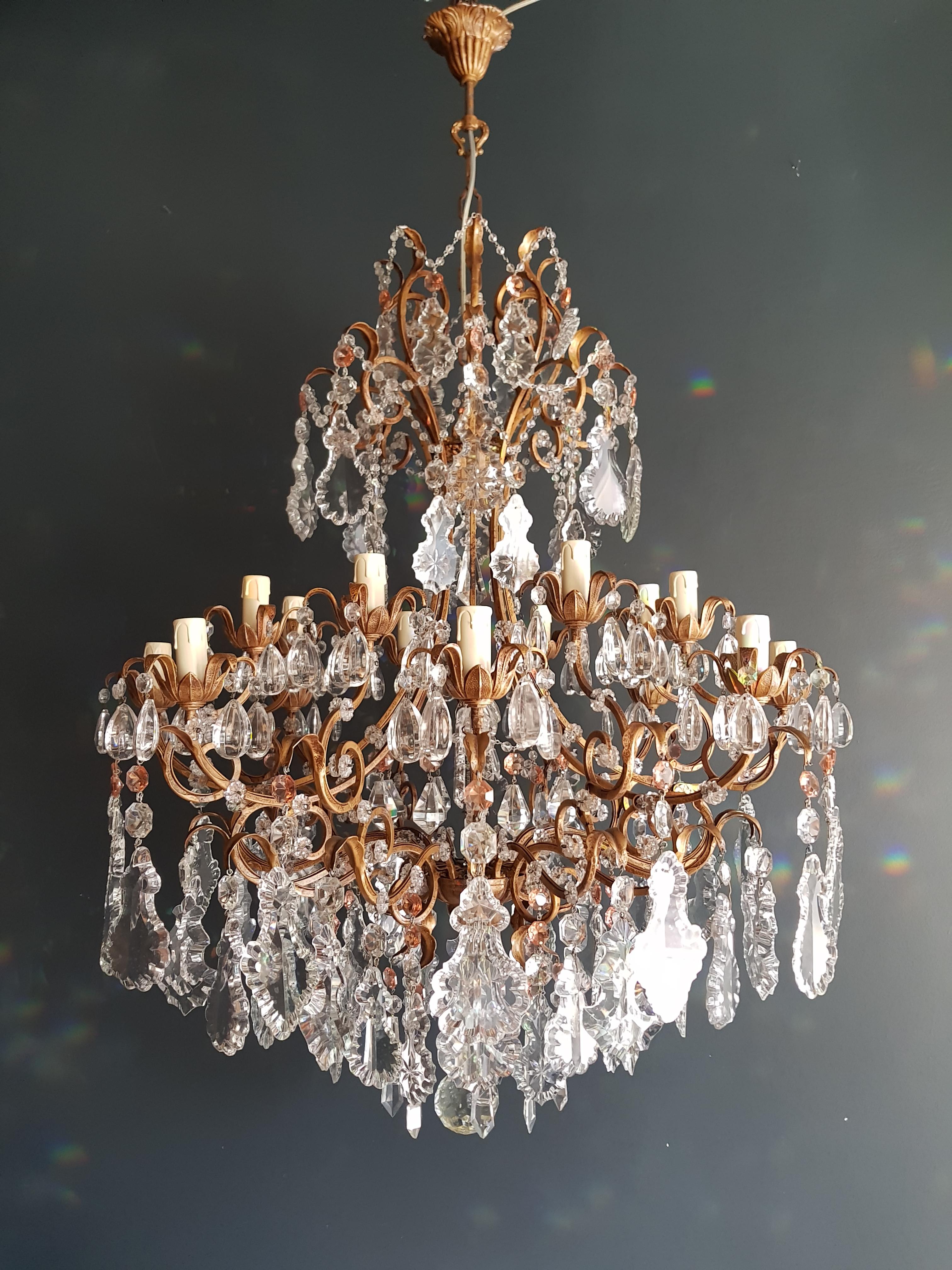 European Beaded Crystal Chandelier Antique Ceiling Lamp Florentiner Lustre Art Nouveau