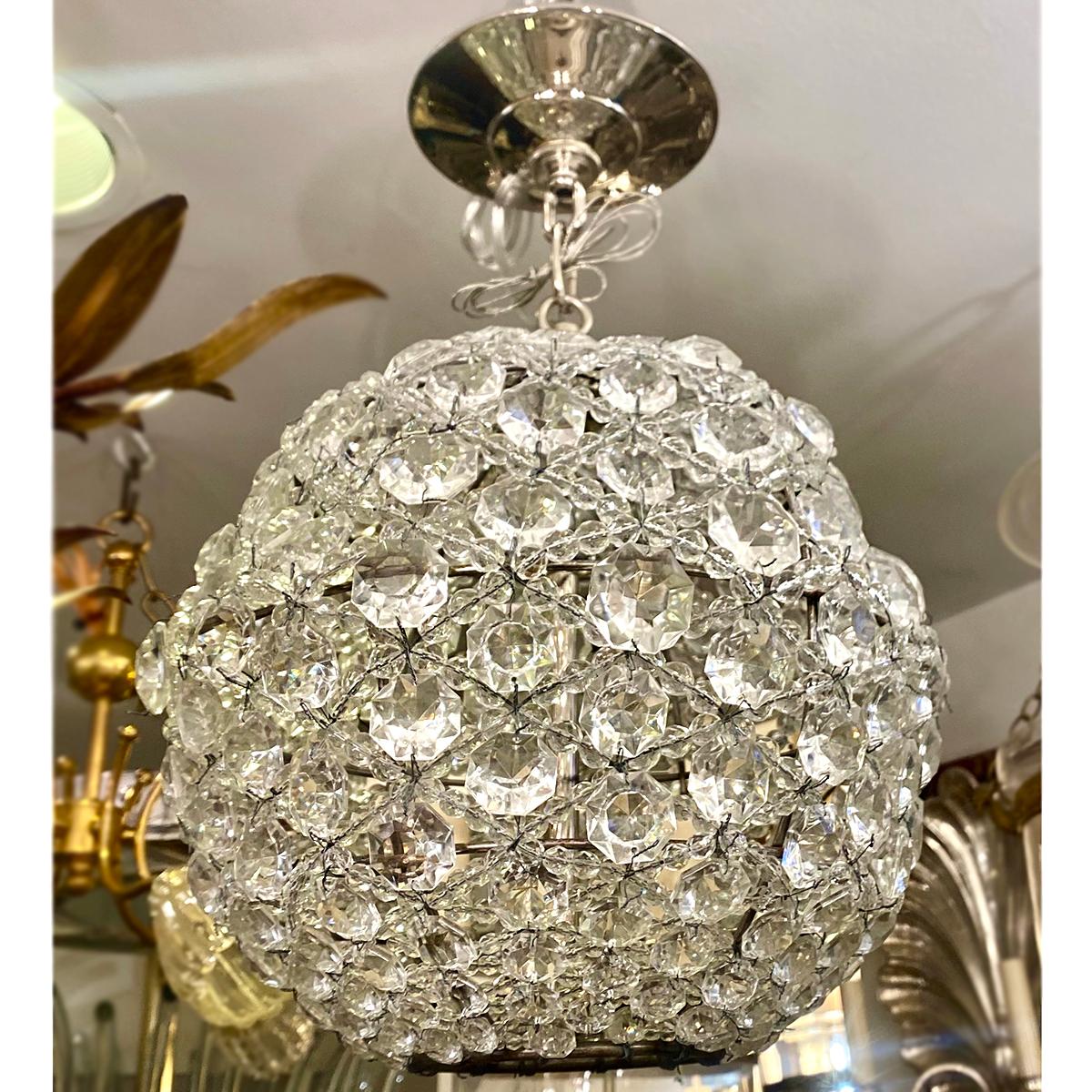 Beaded Crystals French Lantern  In Good Condition For Sale In New York, NY
