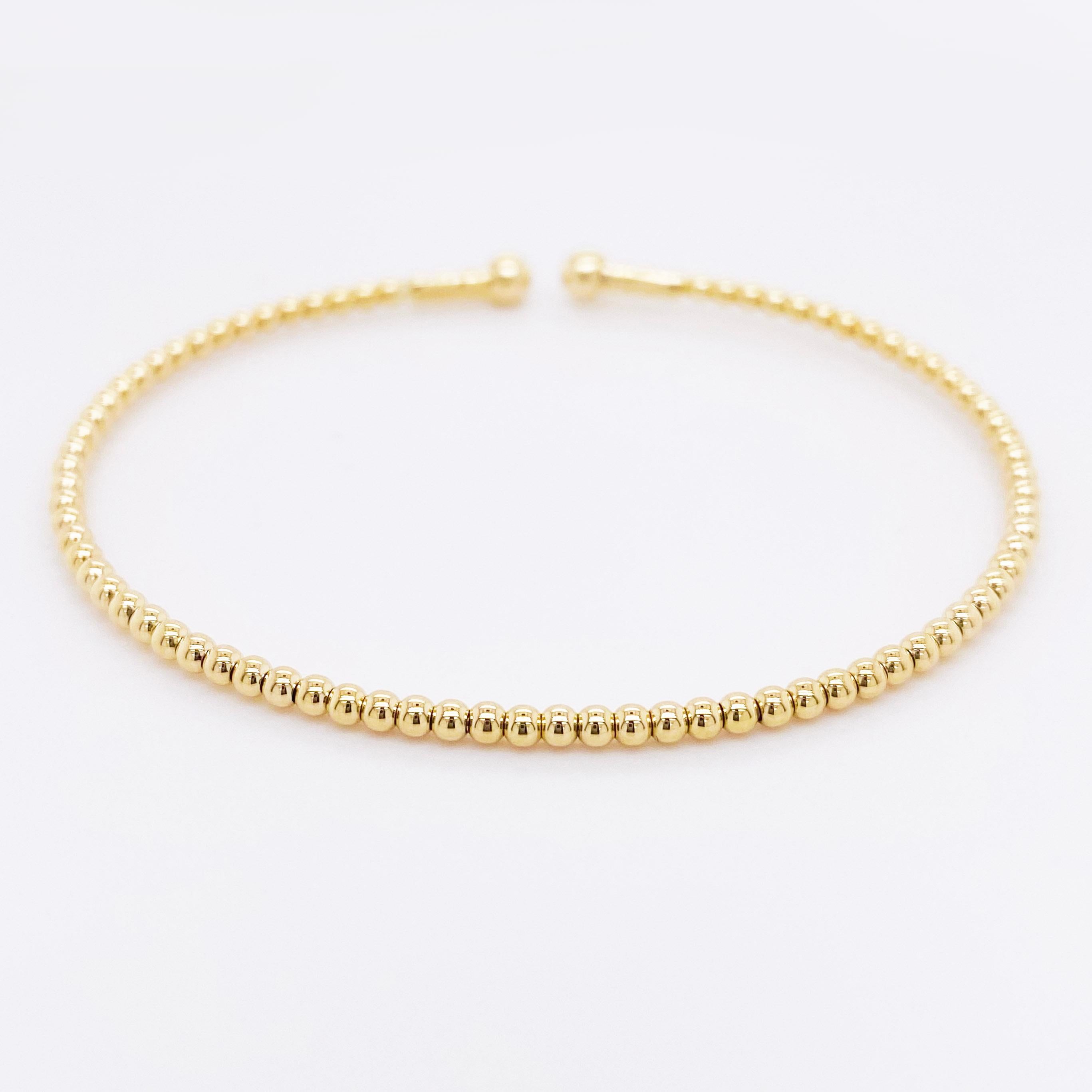 Bracelet manchette Bujukan fendu en or jaune 14 carats perlé, souple Pour femmes en vente