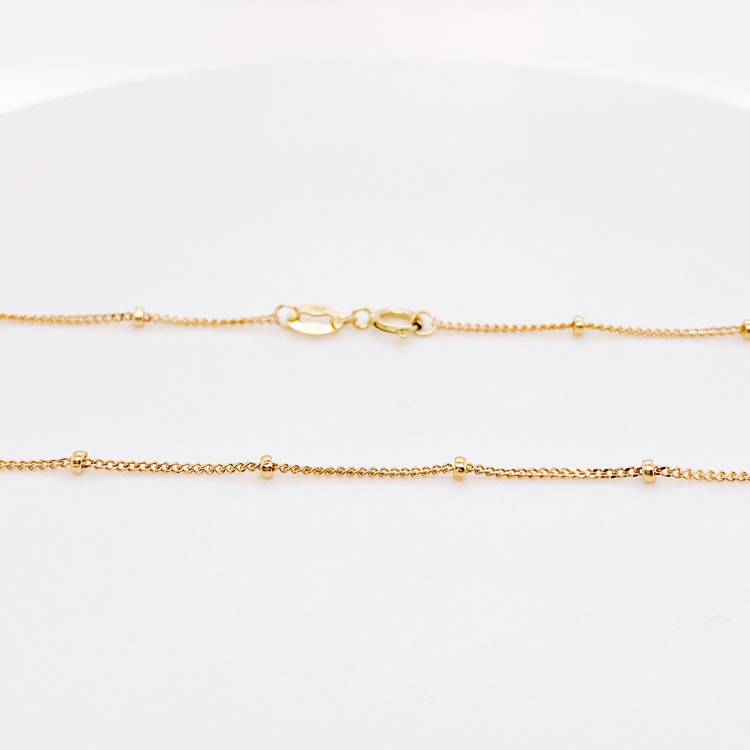 Perlenbesetzte Kurbelkette, 14 Karat massives Gelbgold, Best Selling Goldkette, 14 Karat (Zeitgenössisch) im Angebot