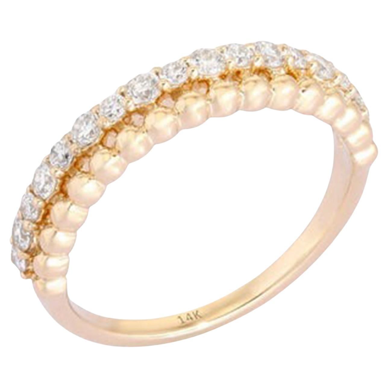 For Sale:  Beaded Diamond 14K (or 18k upon request) Yellow Gold Half Band Ring