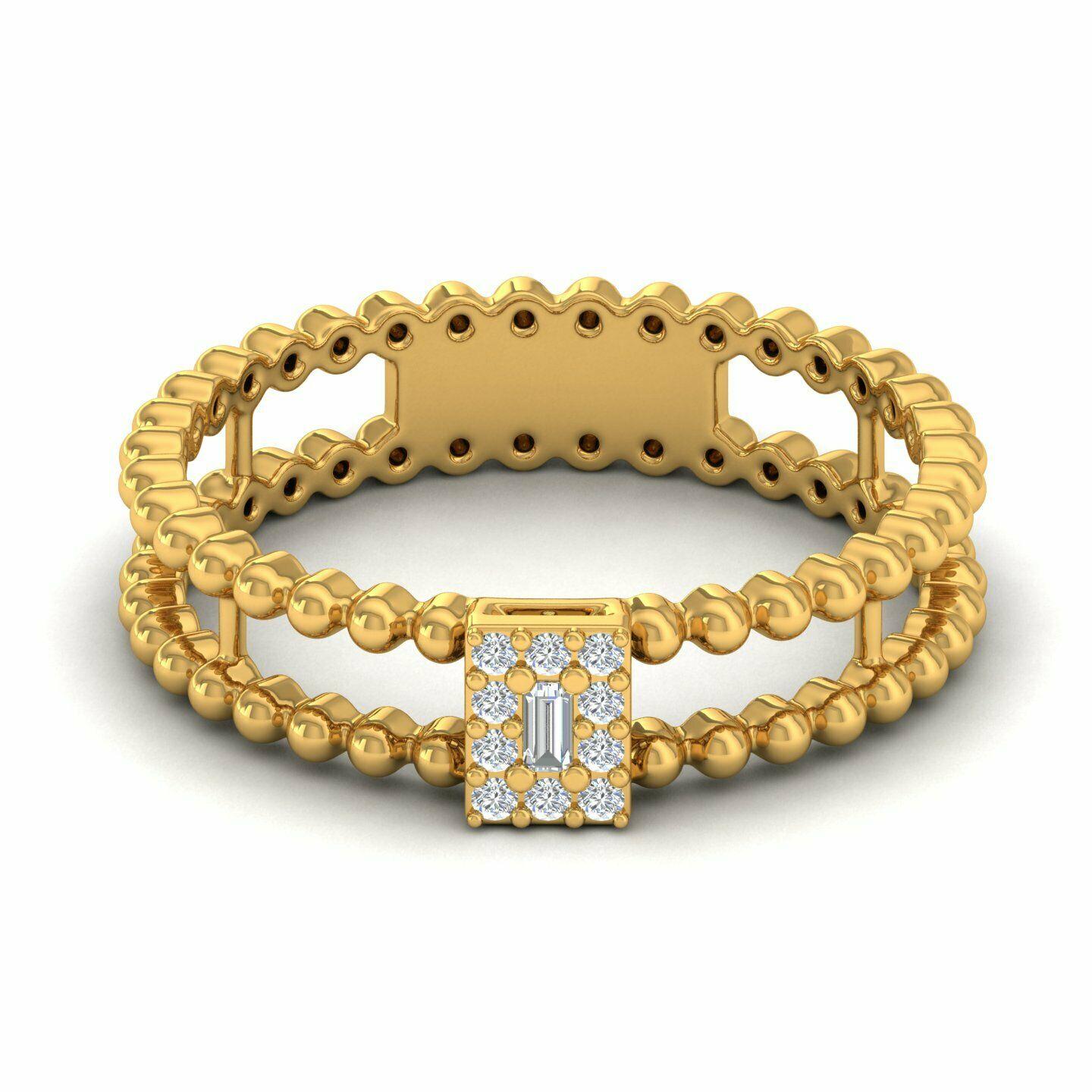 Modern Beaded Diamond 18 Karat Gold Ring For Sale