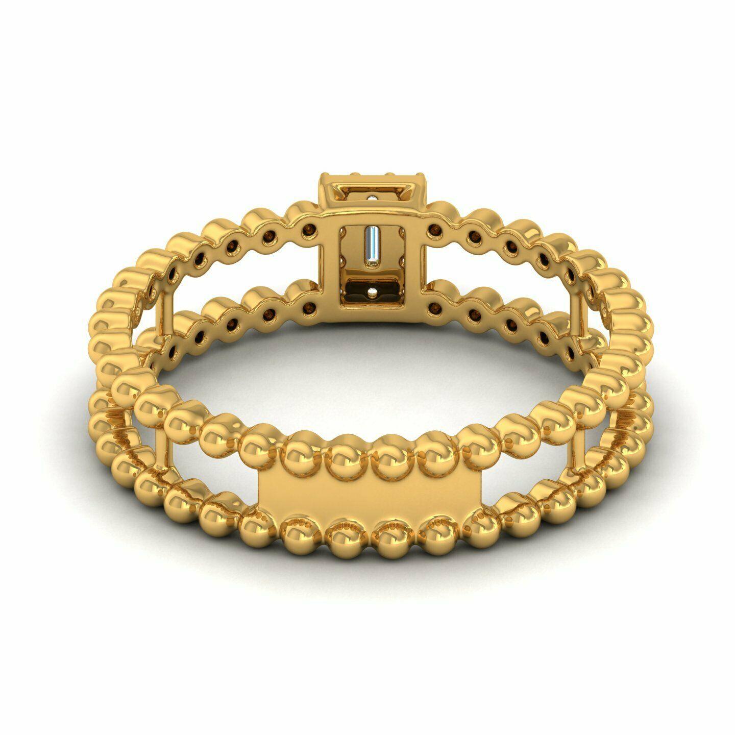 Mixed Cut Beaded Diamond 18 Karat Gold Ring For Sale
