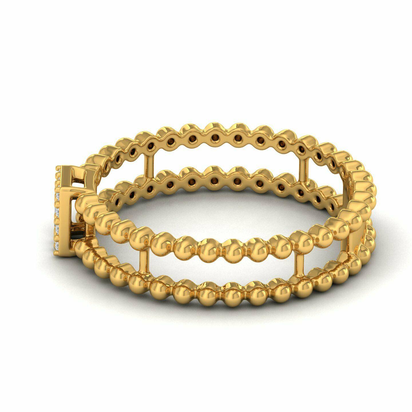 Beaded Diamond 18 Karat Gold Ring In New Condition For Sale In Hoffman Estate, IL