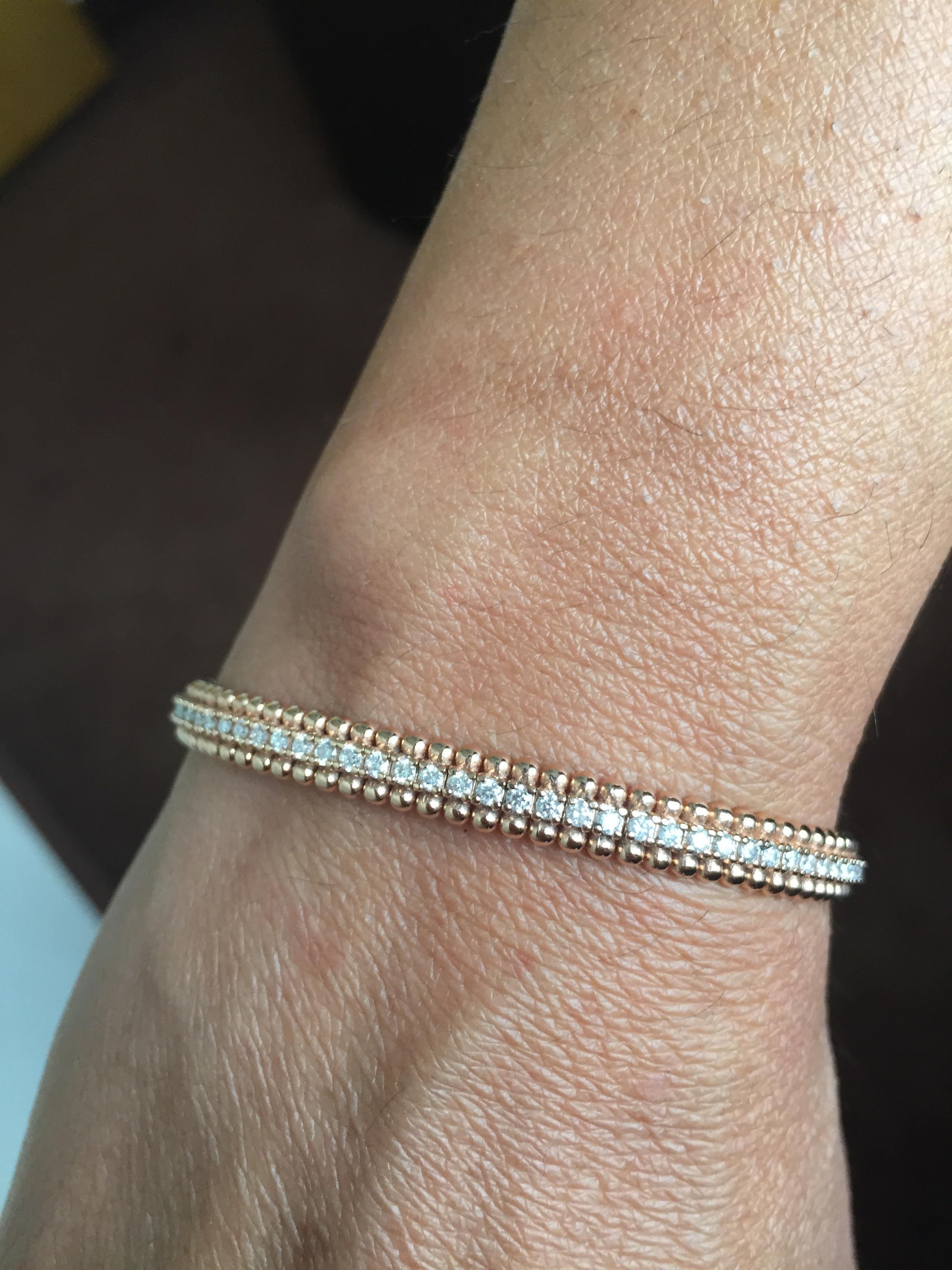 Bracelets jonc tricolores souples en perles et diamants Unisexe en vente