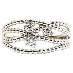Beaded Diamond Criss Cross Ring in 14k White Gold