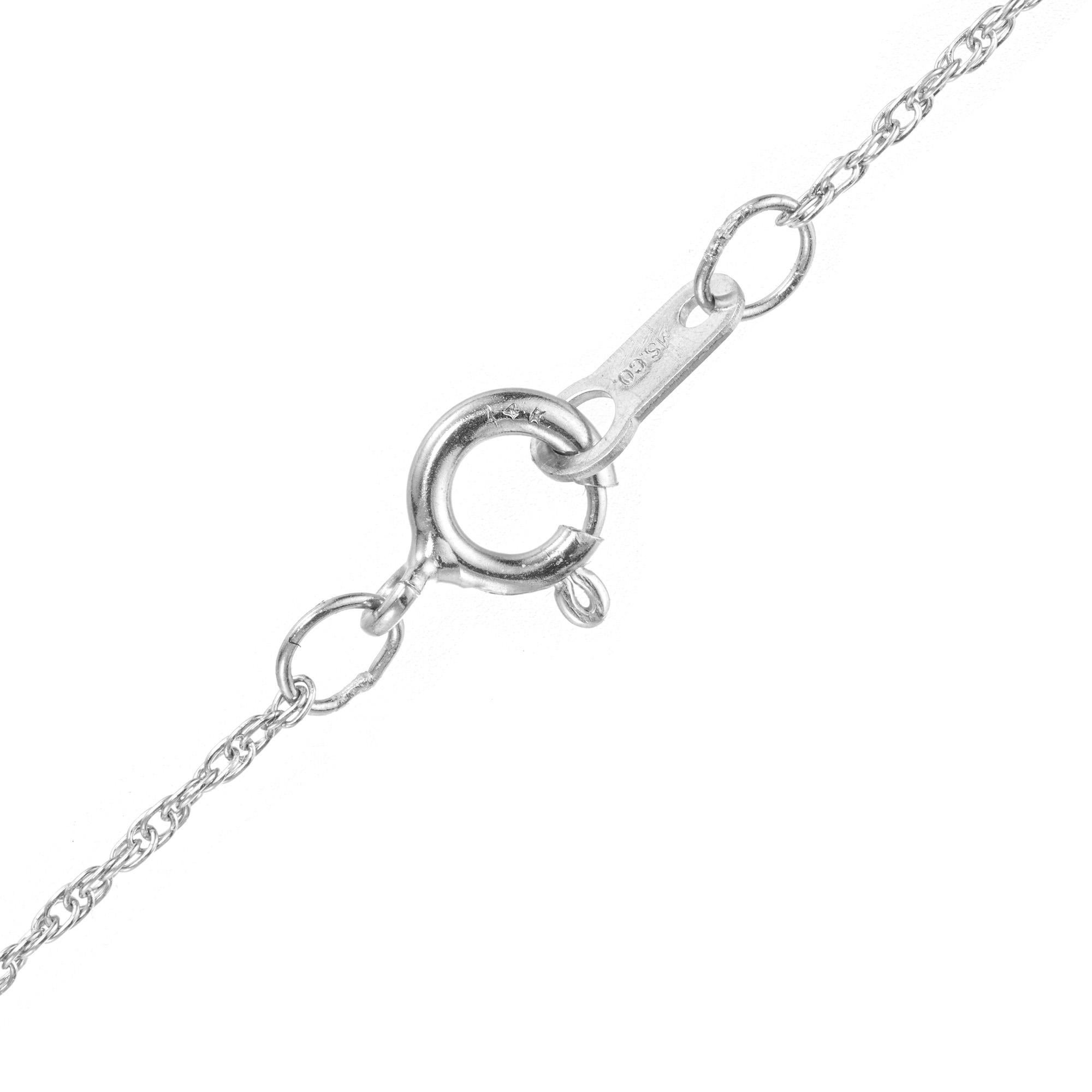 1,05 Karat runder Perlen-Diamant-Weißgold-Halskette mit durchbrochenem Brosche-Anhänger im Zustand „Gut“ im Angebot in Stamford, CT