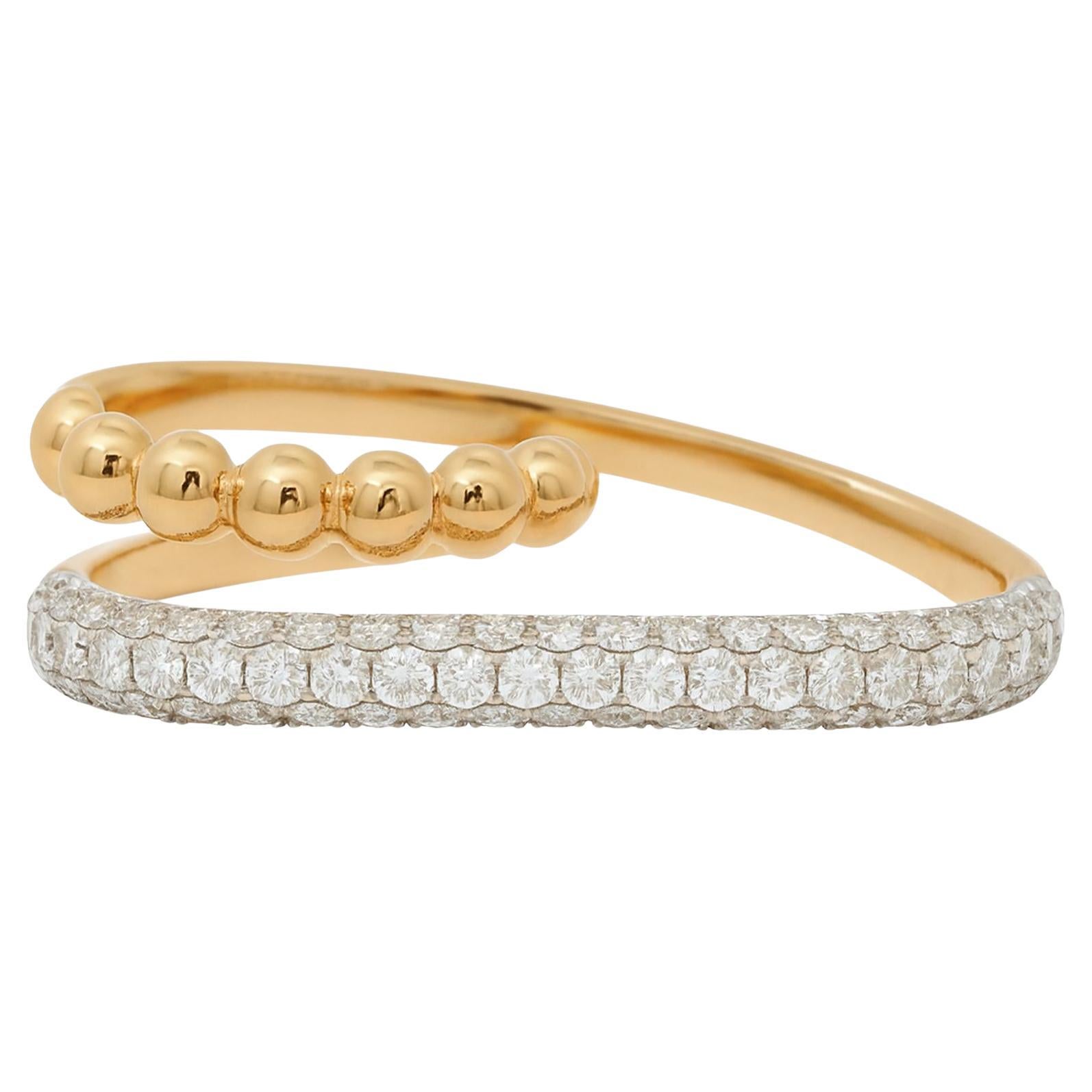 Beaded Diamond Open Ring