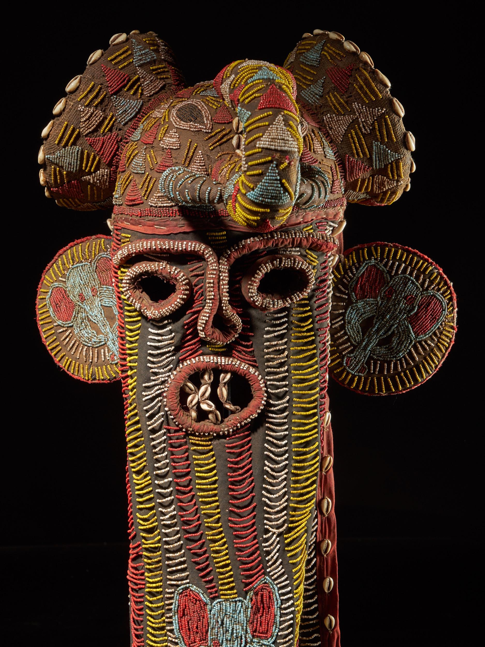 Beaded elephant mask, Grassland people, Cameroon.
