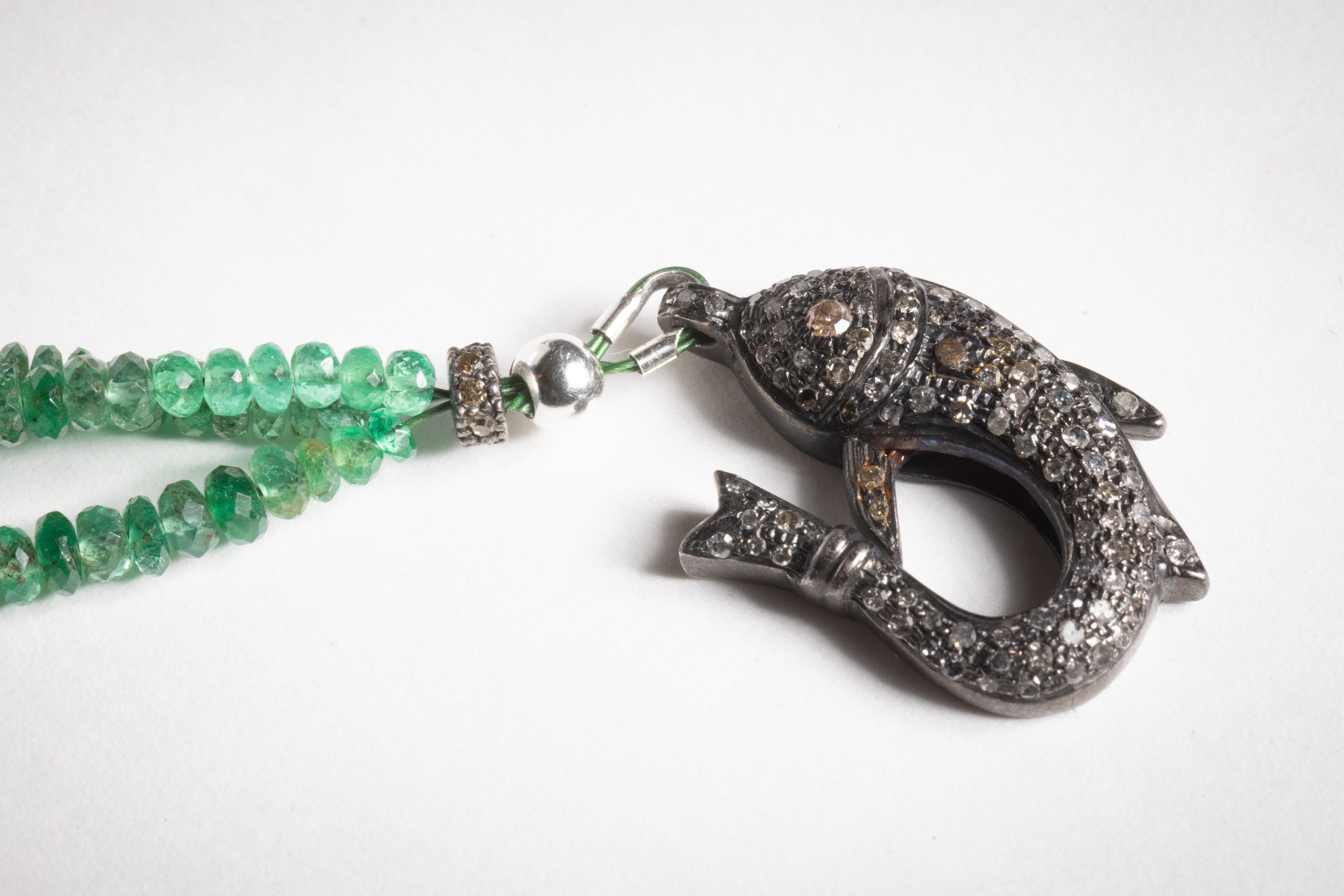 Smaragd- und Diamantarmband mit Perlen im Zustand „Hervorragend“ im Angebot in Nantucket, MA