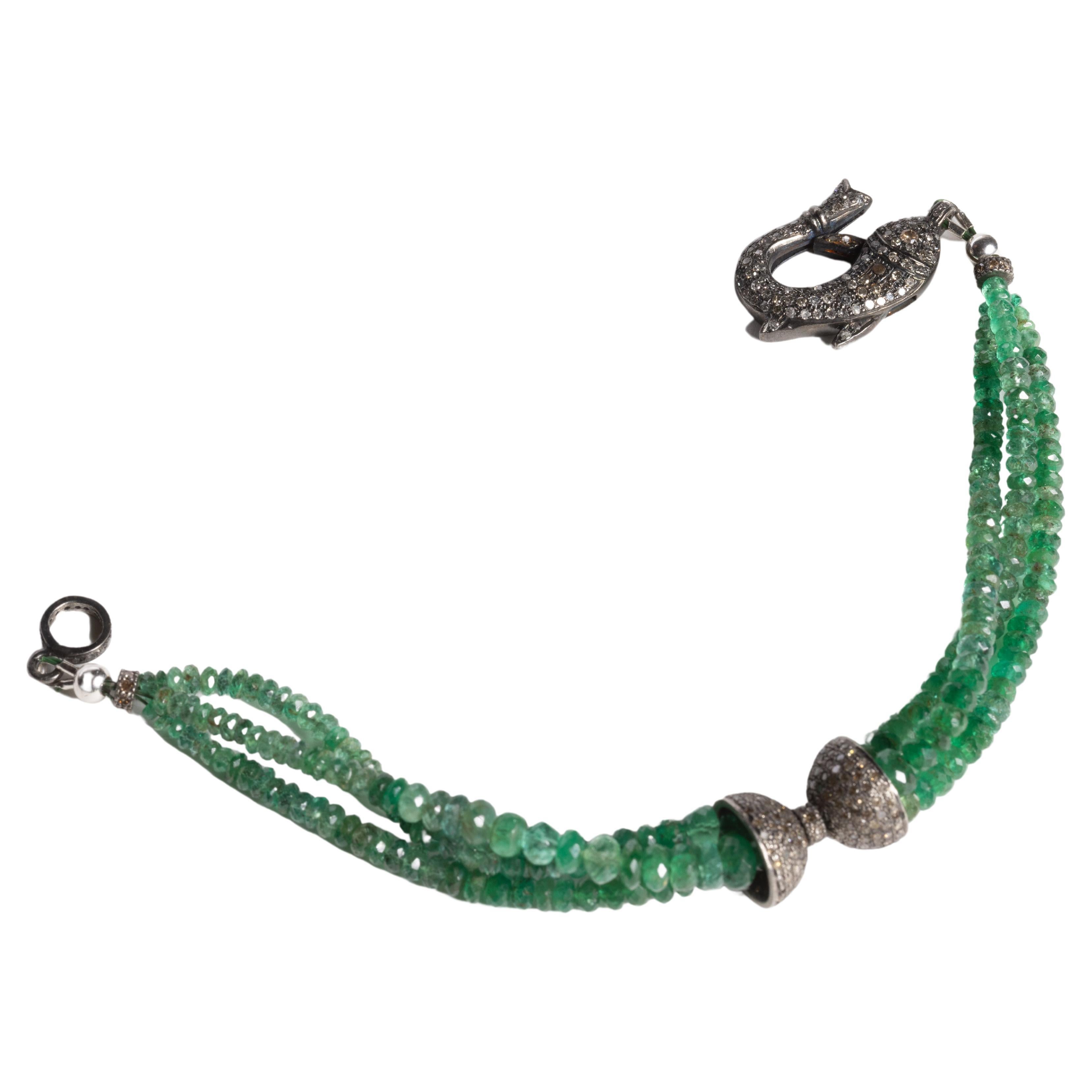 Beaded Emerald and Diamond Bracelet