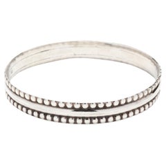 Beaded Eternity Bangle Bracelet, Sterling Silver, Length 8 Inch