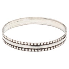  Beaded Eternity Bangle Bracelet, Sterling Silver, Length 8 Inch