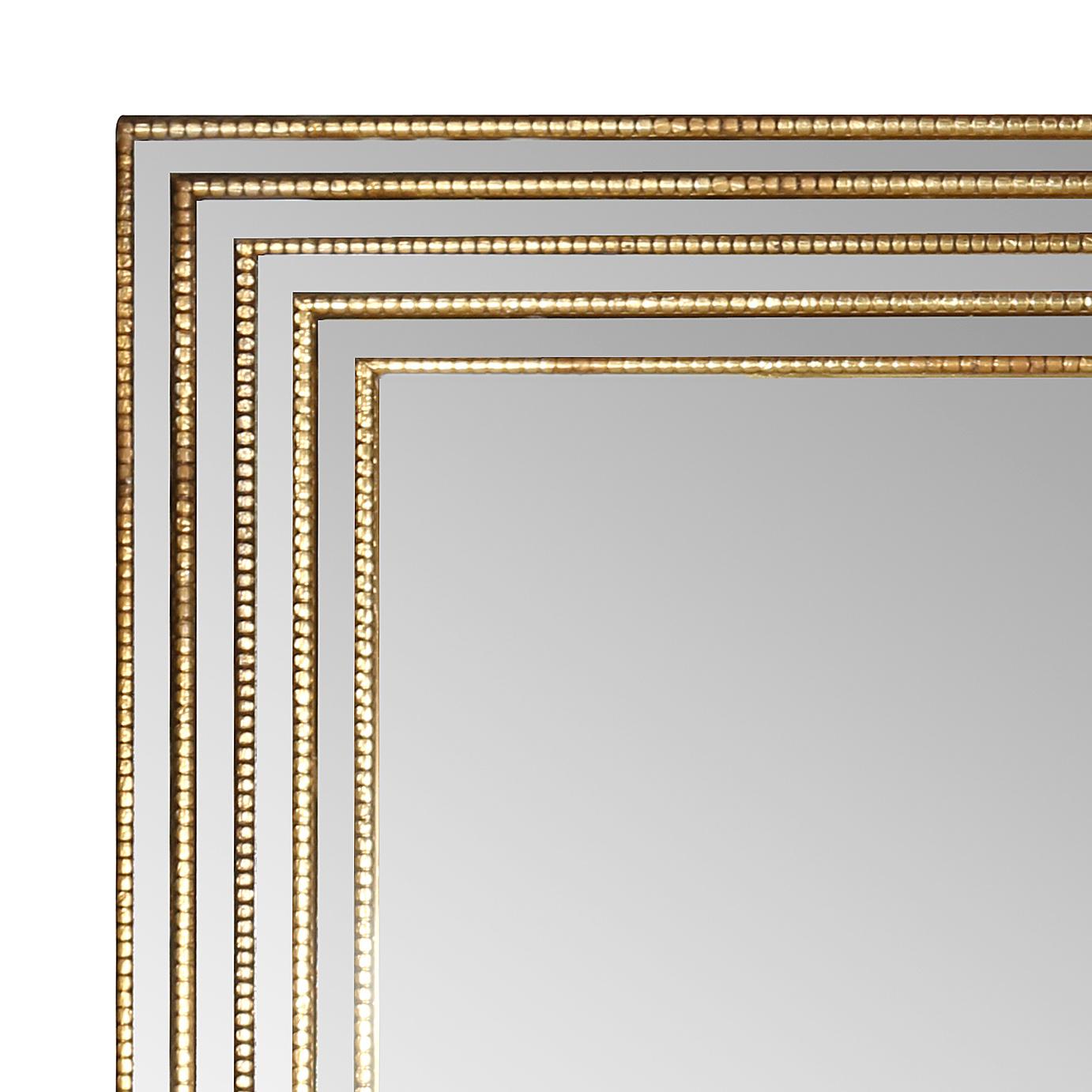 20ième siècle Miroir vintage à quadruple cadre en bois doré perlé en vente