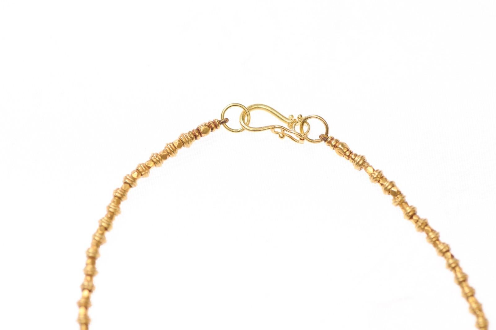 Beaded gold necklace w/ Roman glass charms For Sale 2