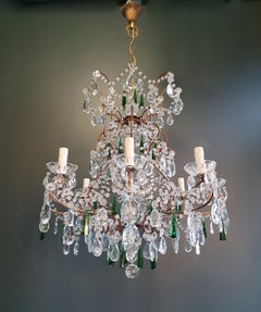 Beaded Green Crystal Chandelier Antique Ceiling Lamp Lustre Art Nouveau