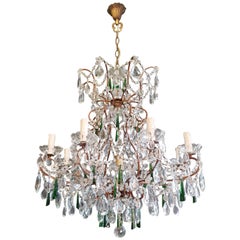 Beaded Green Crystal Chandelier Antique Ceiling Lamp Lustre Art Nouveau