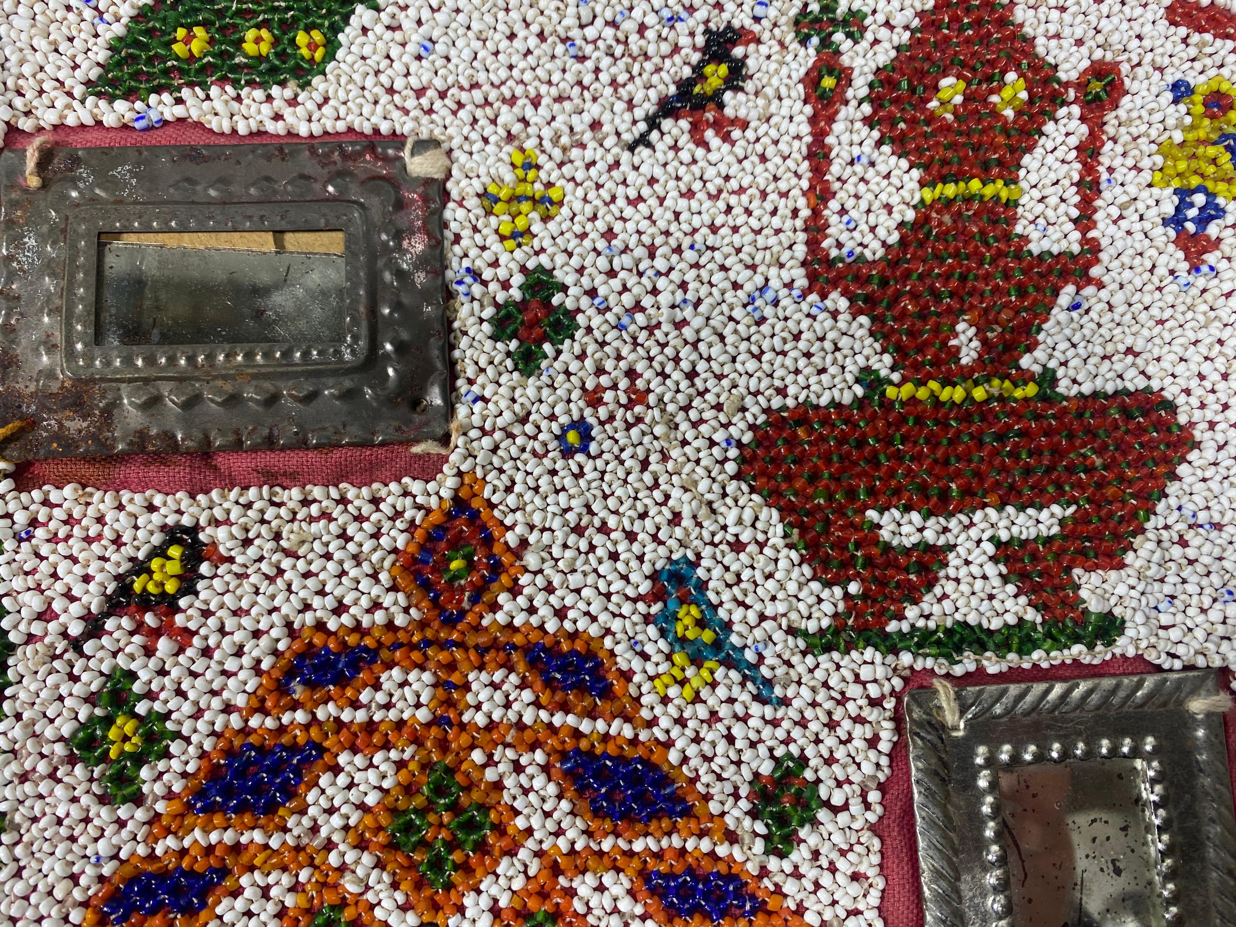 Anglo-Indian Beaded / hand embroidered  Chakla Cloth Gujarat Saurashta Textile from India For Sale