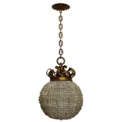 Large Beaded Hanging Ball Pendant Light Fixture, American, circa 1920
