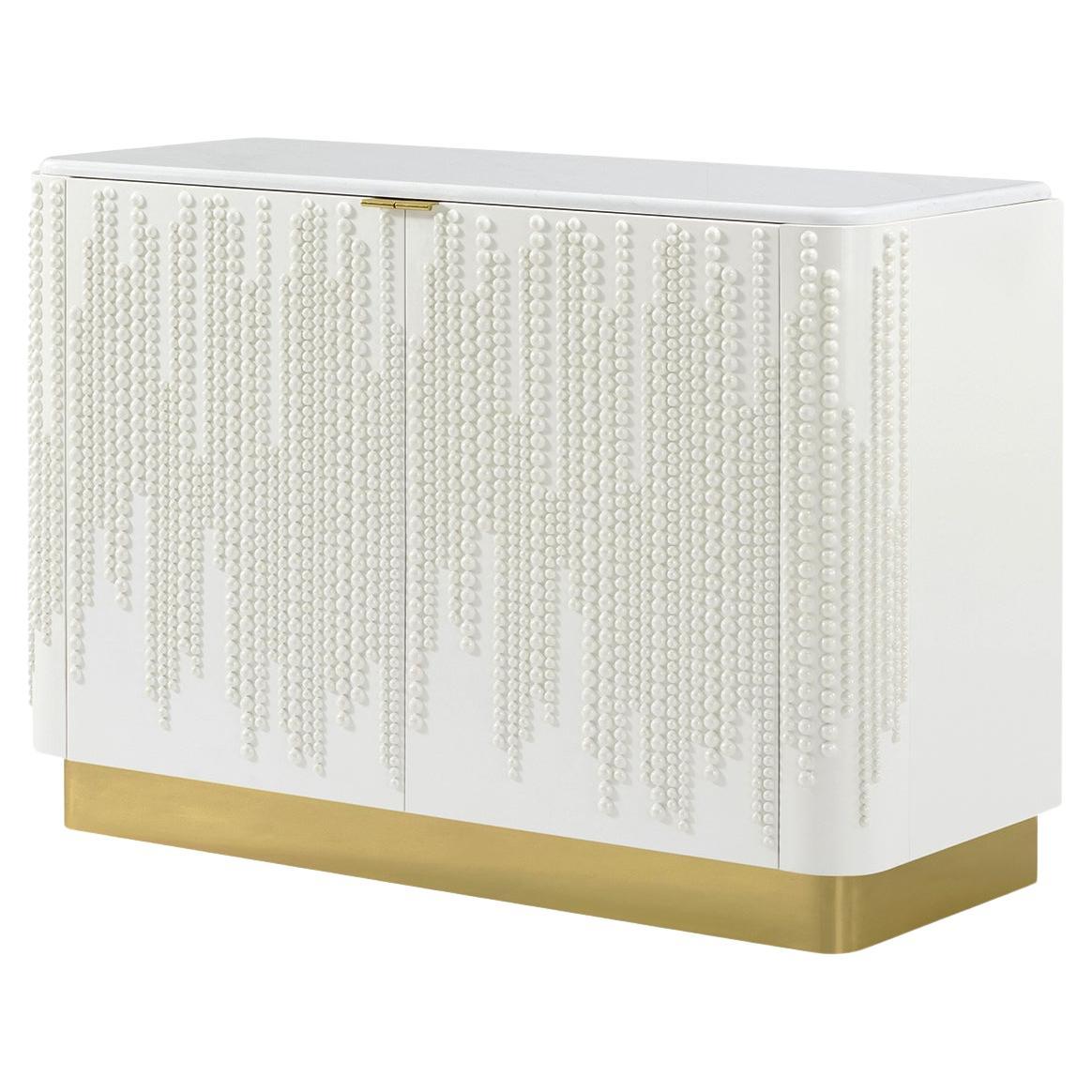 Beaded Hollywood Regency Two Door Cabinet