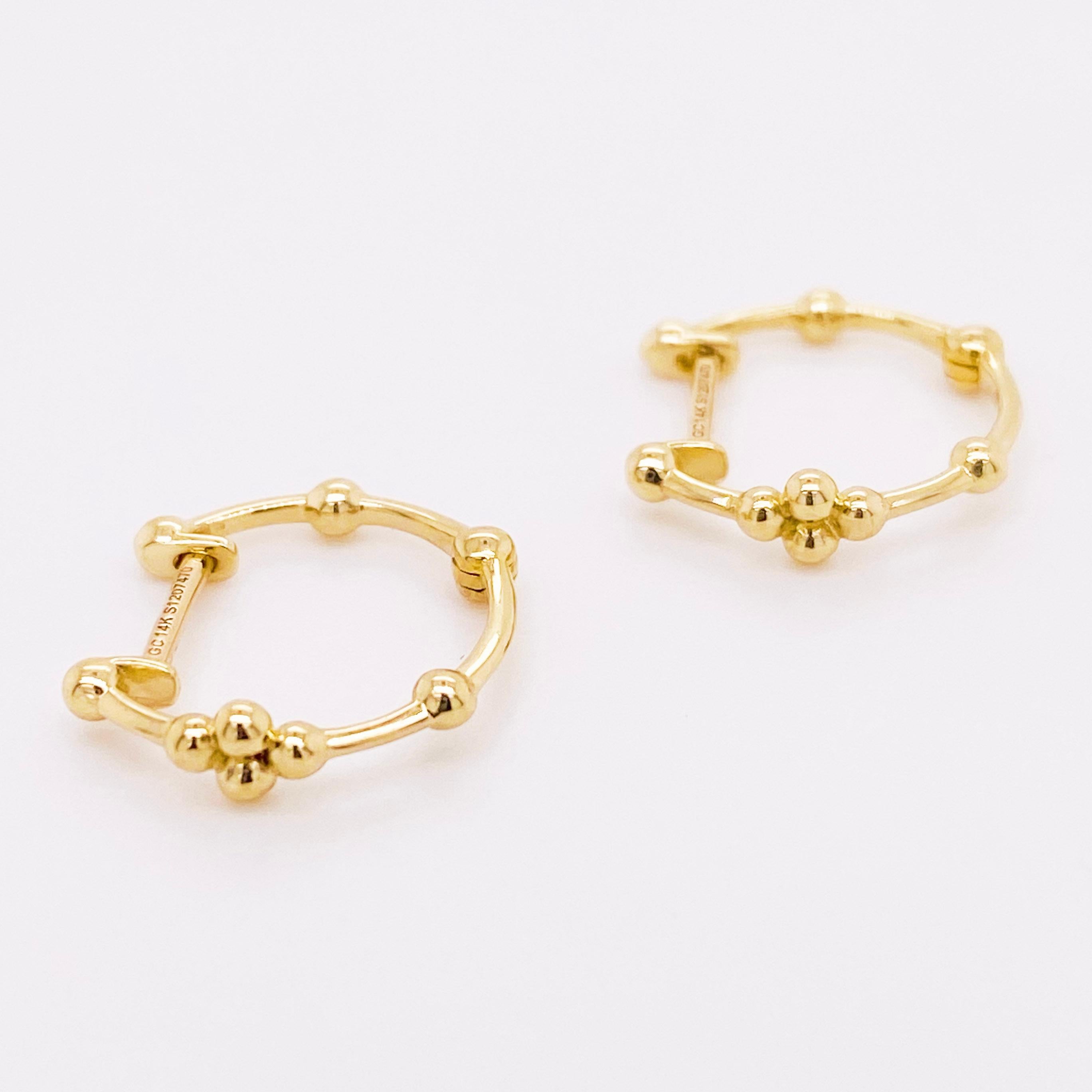 14k gold beaded hoop earrings