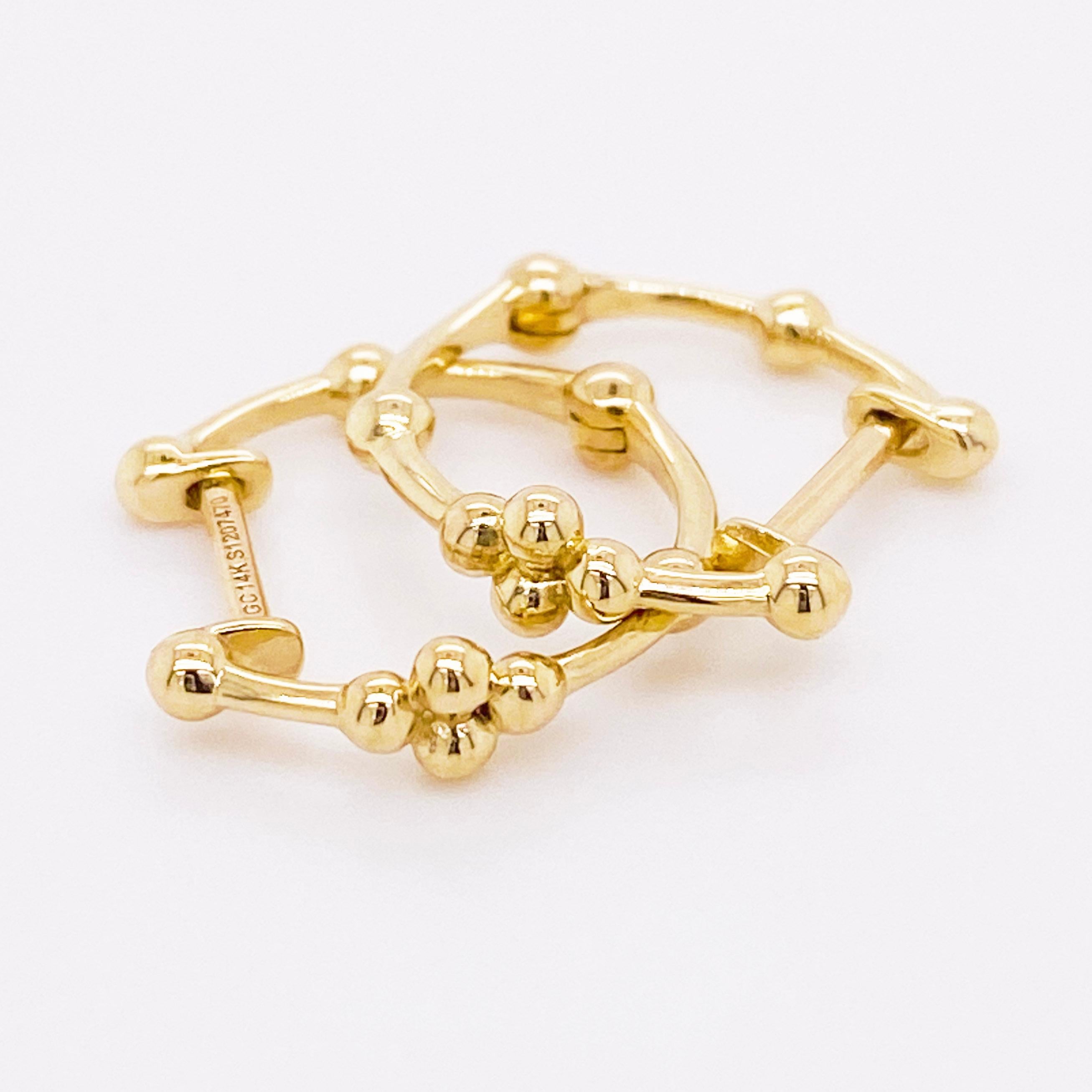 Perlenperlen-Ohrringe, 14K Gelbgold Perlenkugel Huggie im Zustand „Neu“ im Angebot in Austin, TX