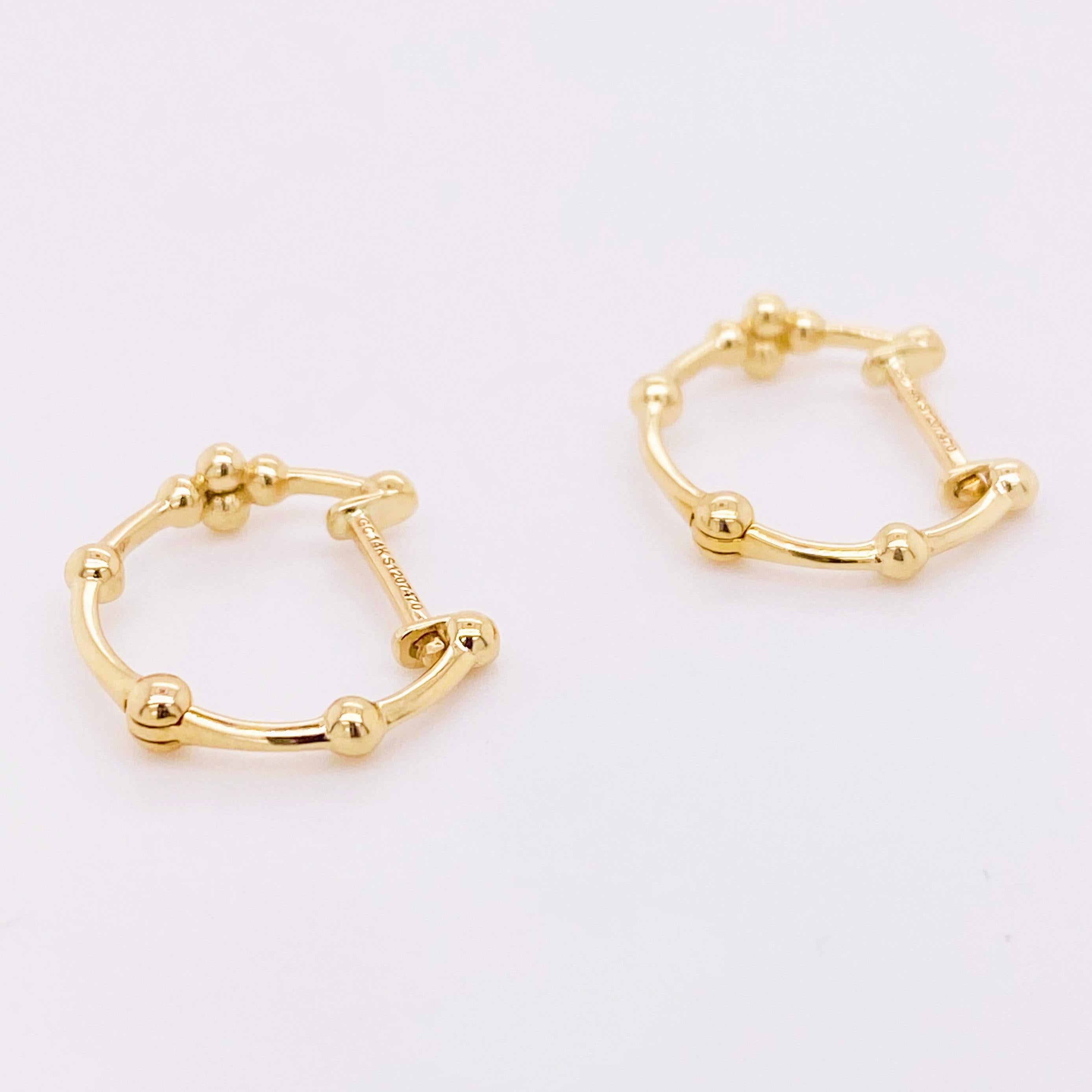 Perlenperlen-Ohrringe, 14K Gelbgold Perlenkugel Huggie Damen im Angebot