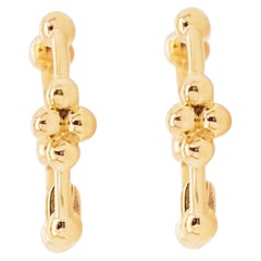 Perlenperlen-Ohrringe, 14K Gelbgold Perlenkugel Huggie