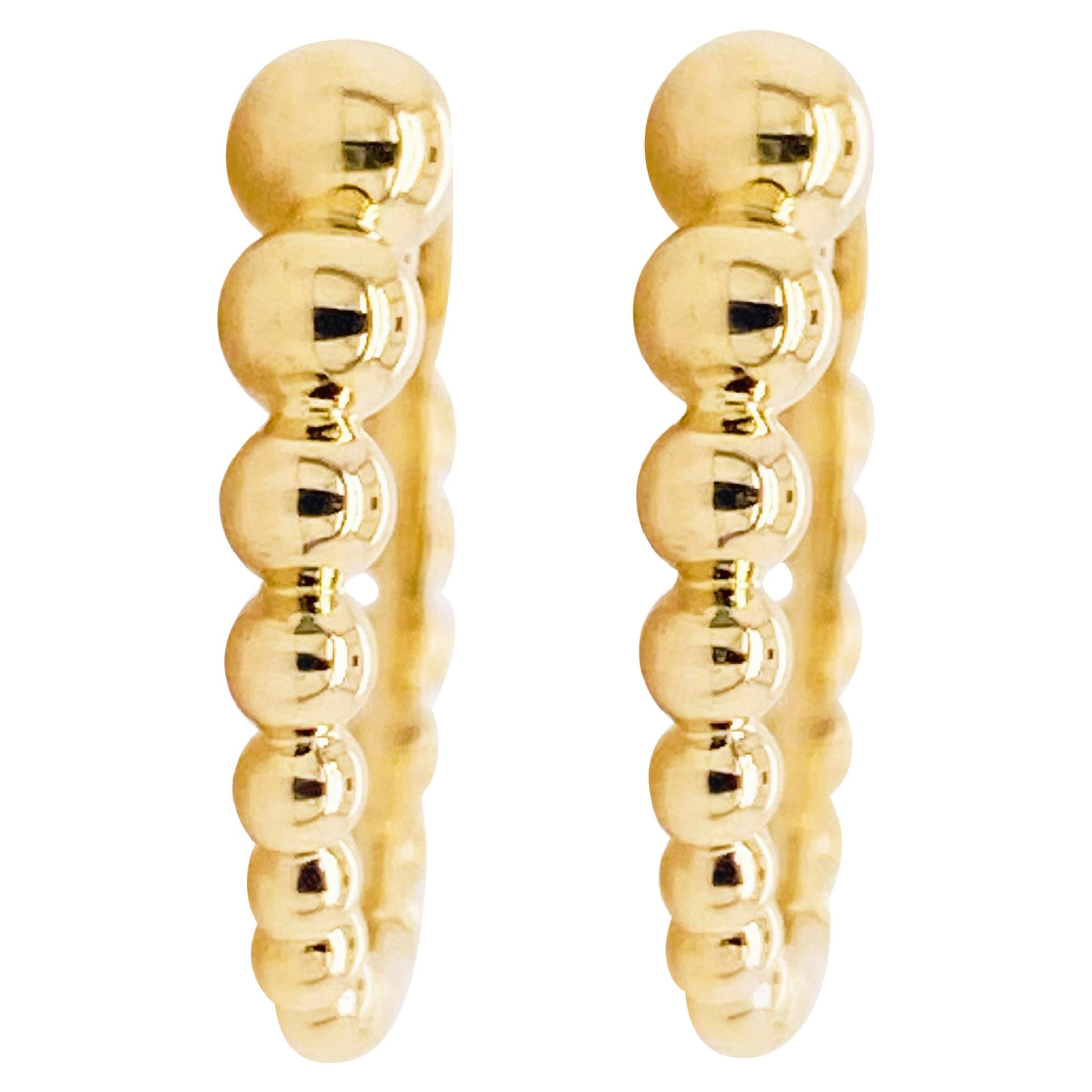 Beaded Huggie Earrings, 14 Karat Gold Beaded Huggie, Gabriel & Co. EG13580Y4JJ For Sale