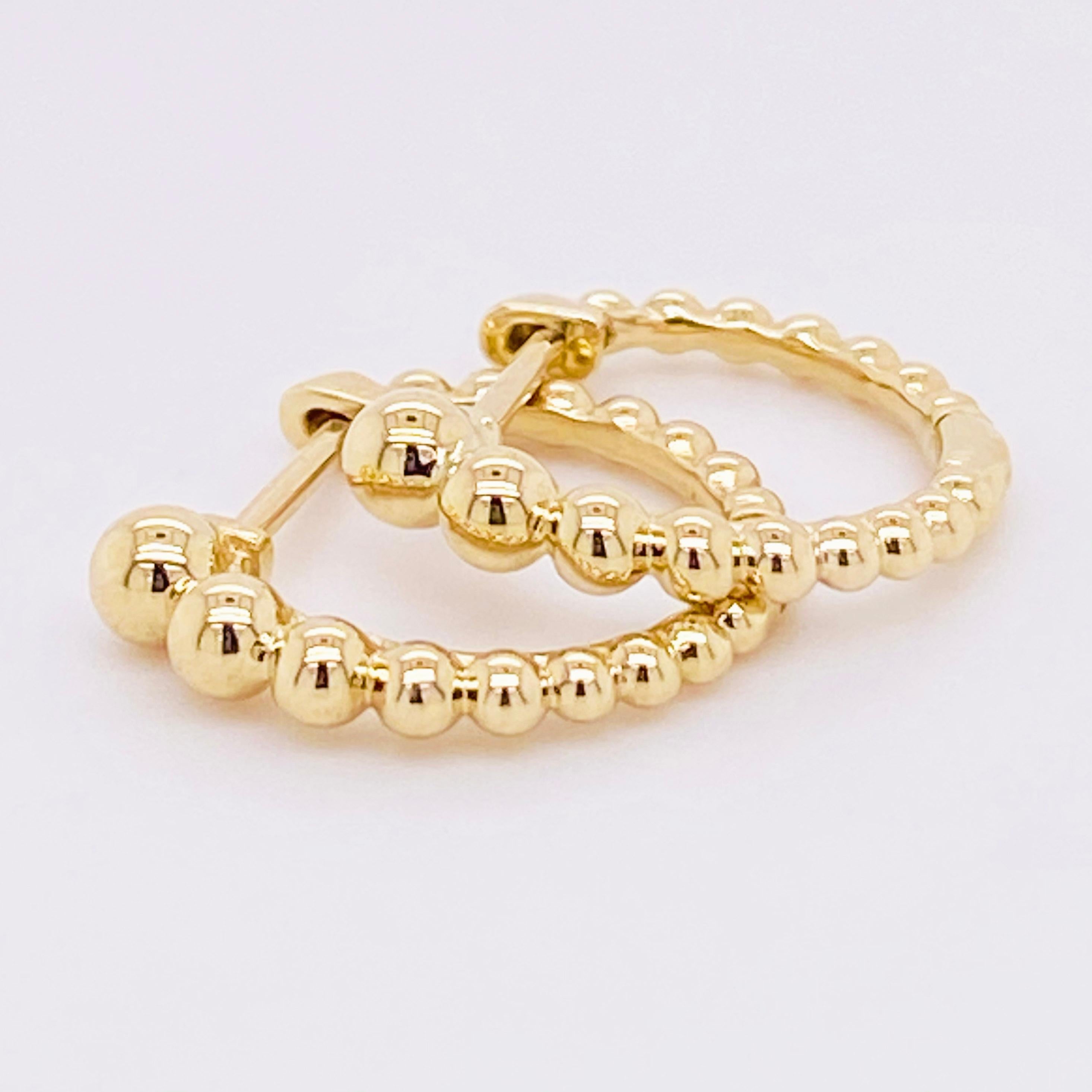 gold beaded huggie earrings