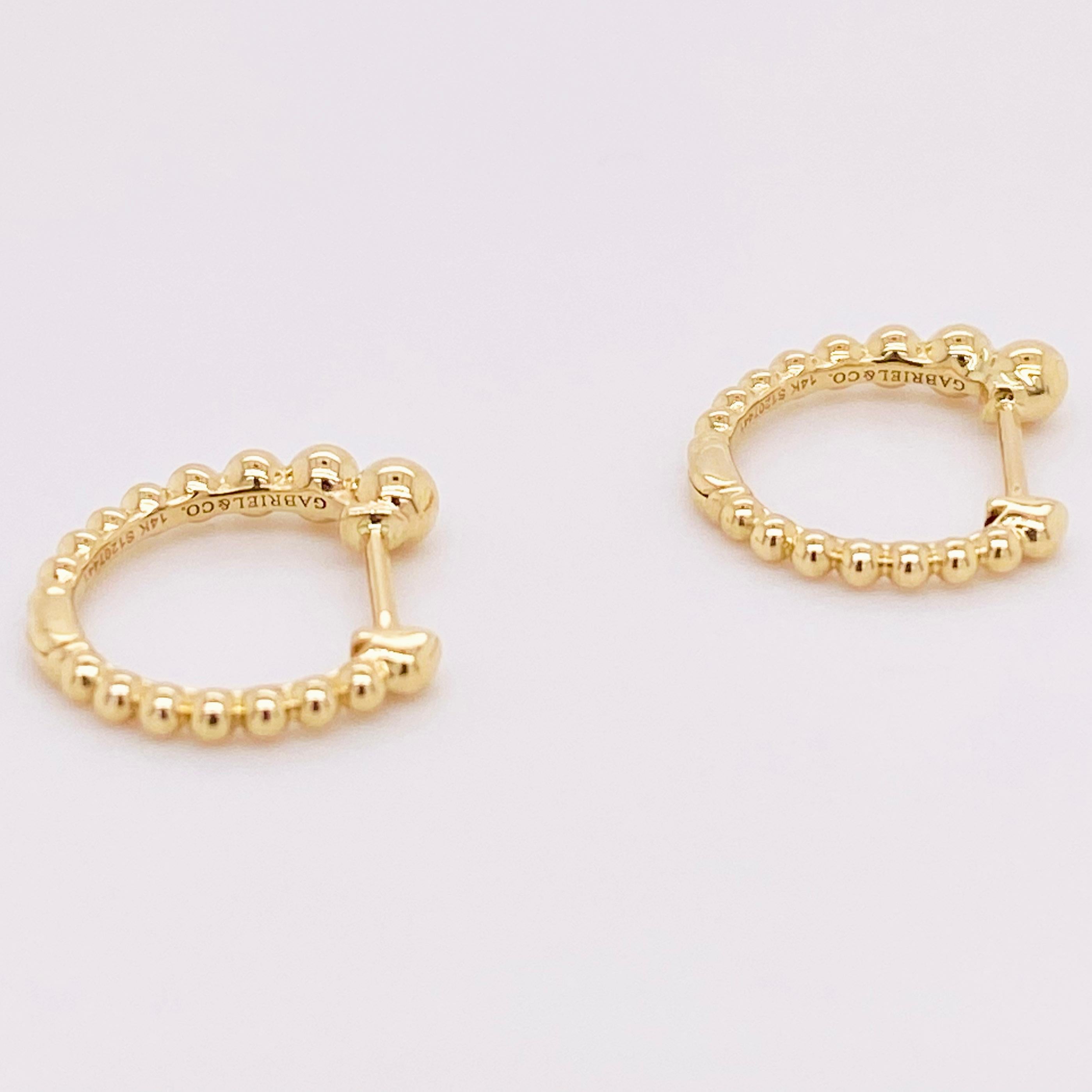 Beaded Huggie Earrings, 14 Karat Gold Beaded Huggie, Gabriel & Co. EG13580Y4JJ In New Condition For Sale In Austin, TX