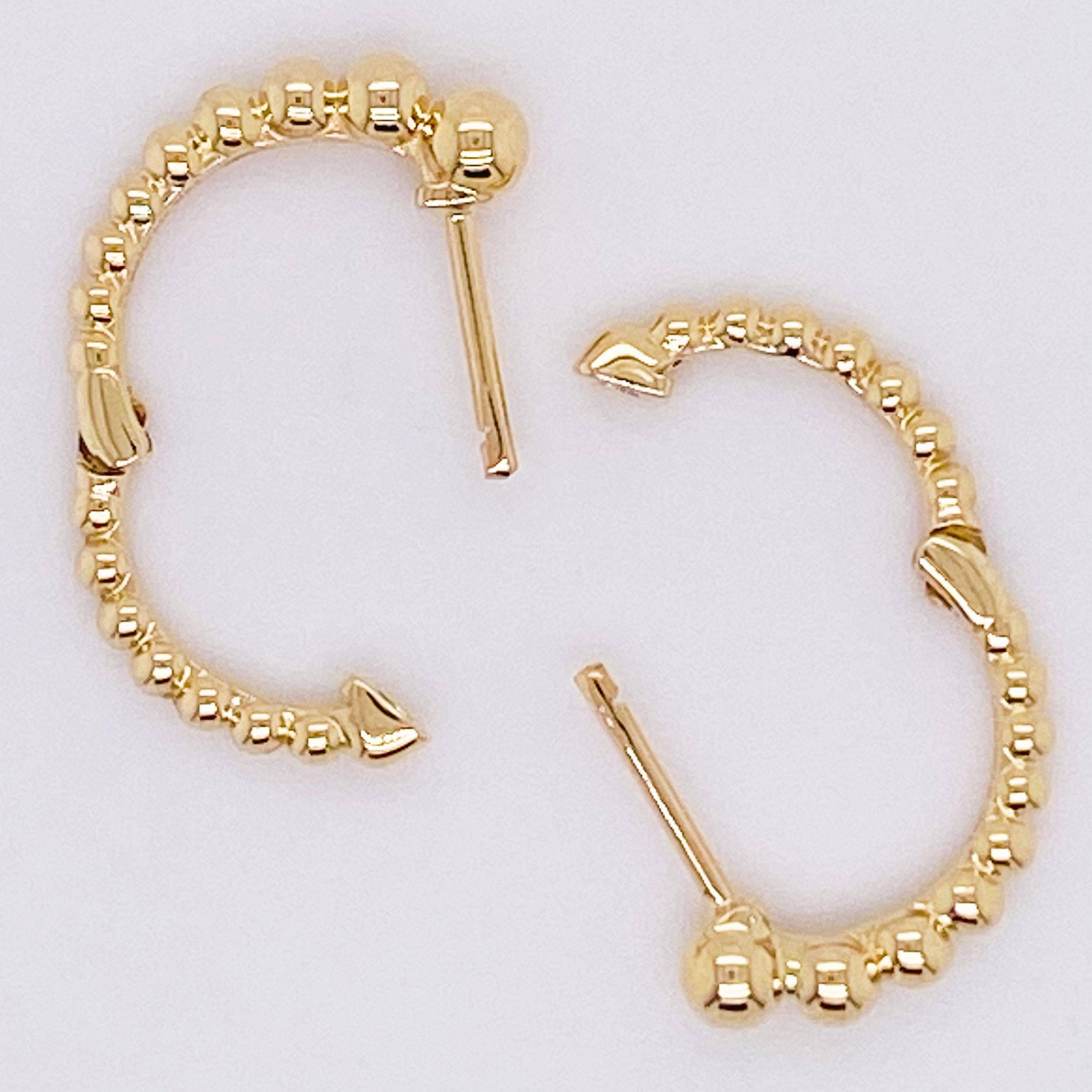 Women's Beaded Huggie Earrings, 14 Karat Gold Beaded Huggie, Gabriel & Co. EG13580Y4JJ For Sale